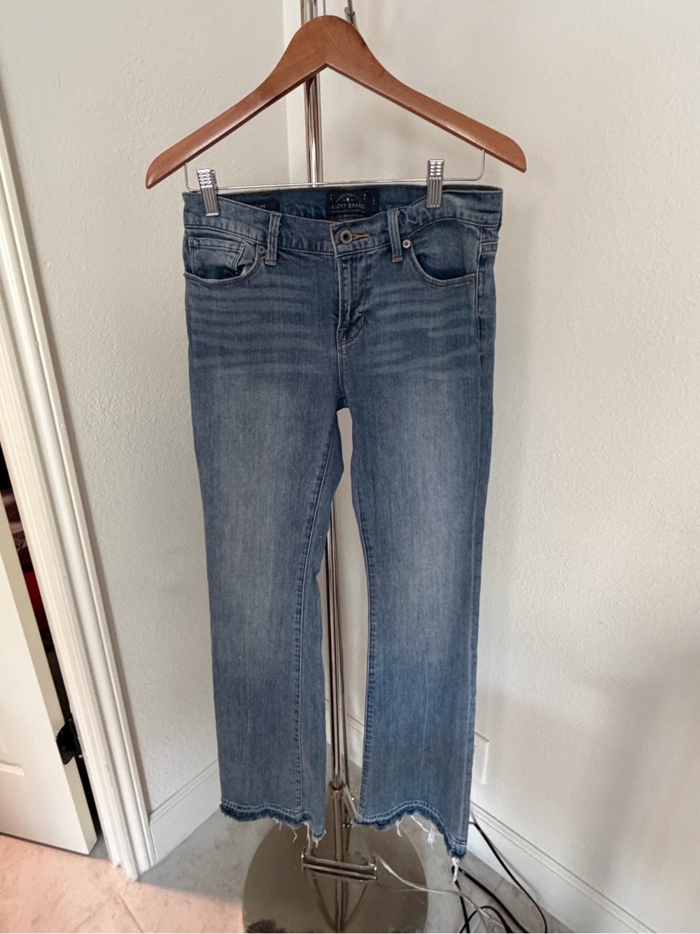 Lucky Brand Light Blue Flare Jeans with Raw Hem